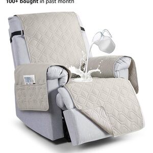 Beige Recliner Cover with Pockets